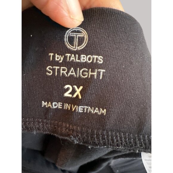 T By Talbots Women's Straight Leg Pants Cotton / Spandex Blend Black Size 2X - Picture 5 of 9